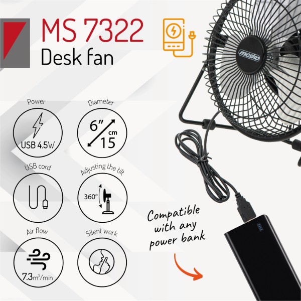 Фото - Вентилятор настольный Mesko MS7322